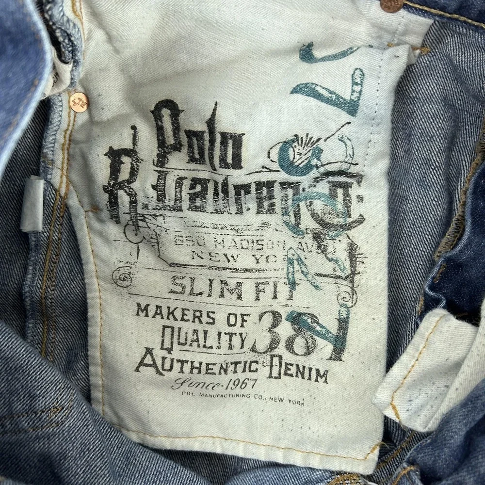 Polo Ralph‎ Lauren Jeans Mens 34x30 Stratford Slim Fit Straight Denim Distressed